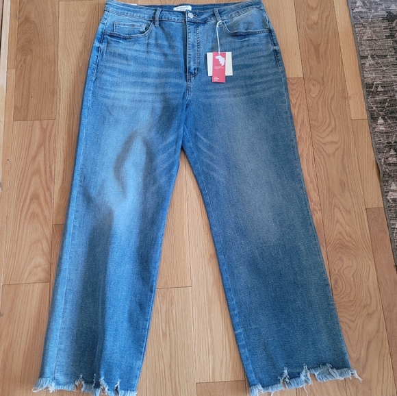 NWT Lovervet 90s Vintage Loose Denim Blue Jeans Raw Hem - Picture 2 of 4